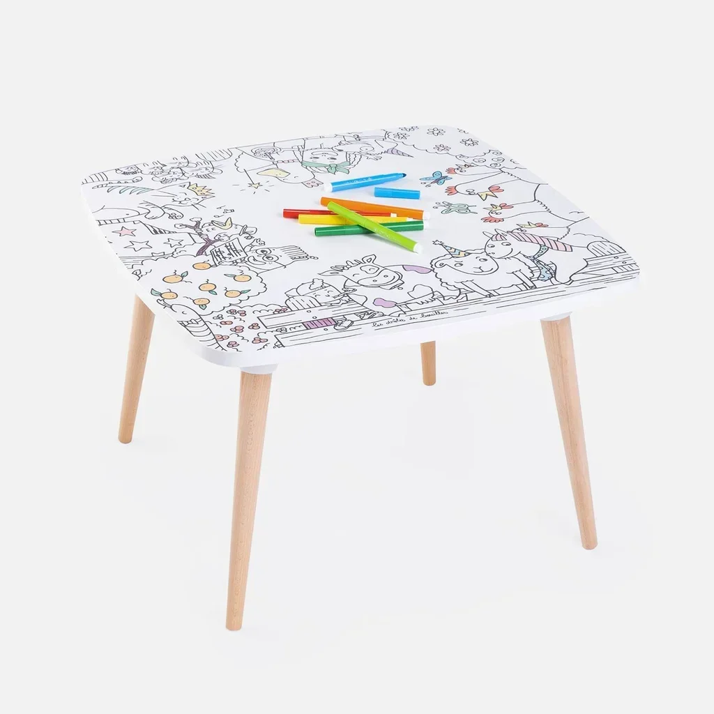 Table coloriage enfant lavable ferme animaux 8 feutres inclus