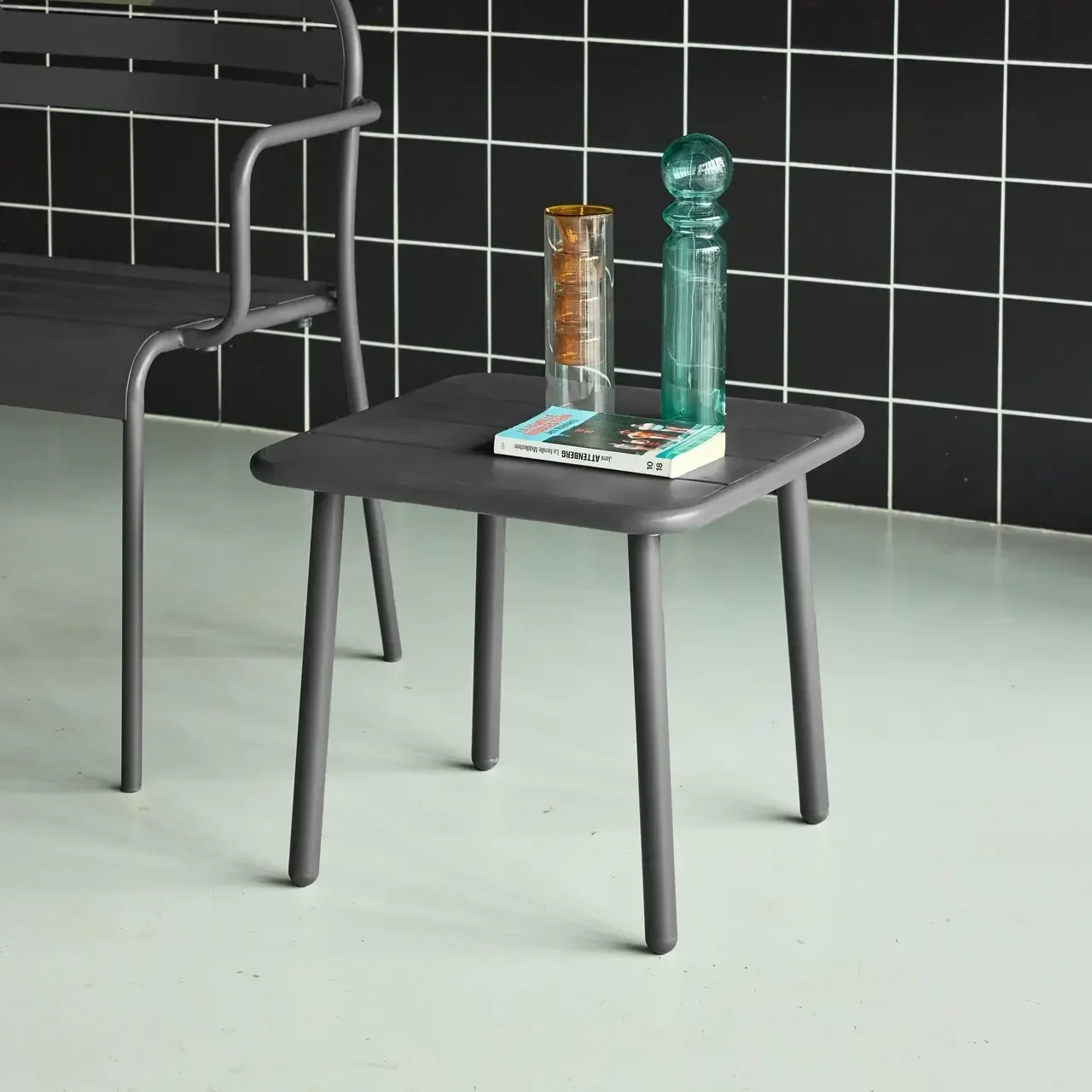 Table d'appoint extérieure carrée métal Amélia jardin