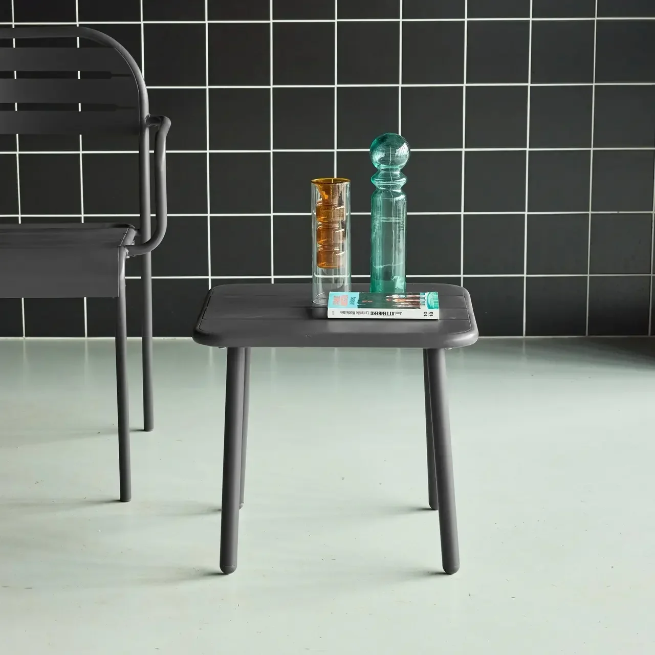 Table d'appoint extérieure carrée métal Amélia jardin