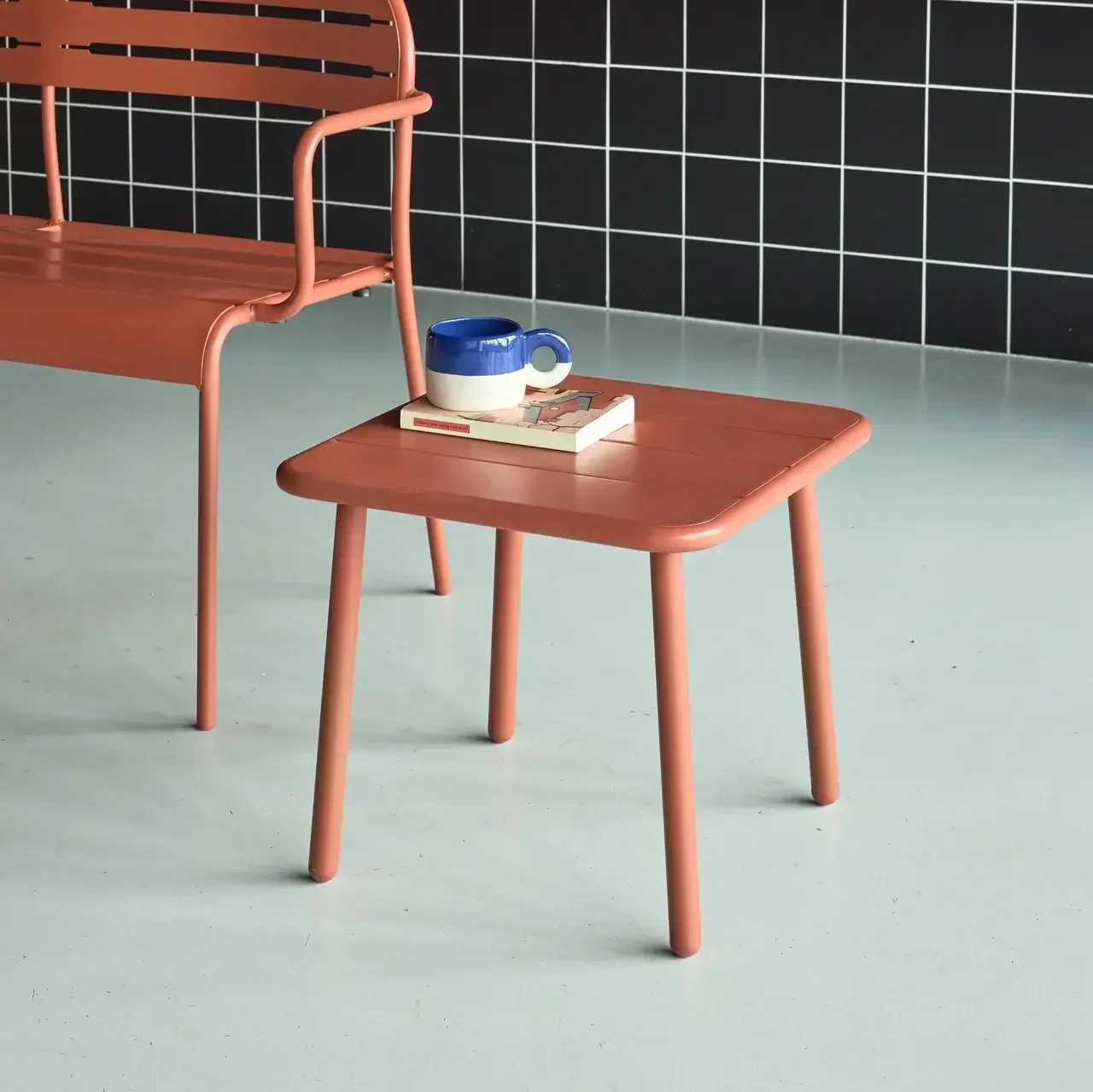Table basse jardin acier carrée Amélia antirouille terrasse balcon