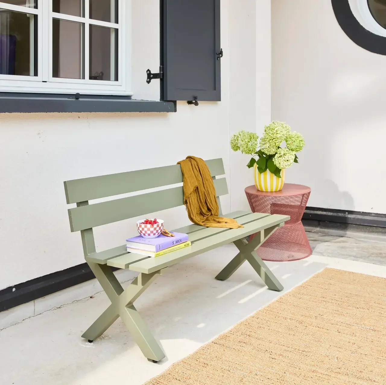 Table d'appoint jardin acier grillage terracotta Tivo extérieur
