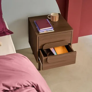 Table d'appoint rétro 2 tiroirs bois naturel Juliana