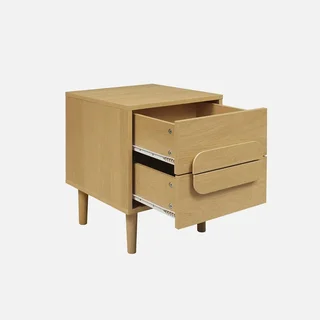 Table d'appoint rétro Juliana 2 tiroirs bois chêne vintage