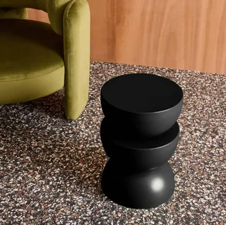 Black Round Metal Side Table Coumba Minimalist Industrial Design Ø32 cm