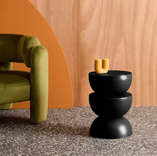 Black Round Metal Side Table Coumba Minimalist Industrial Design Ø32 cm