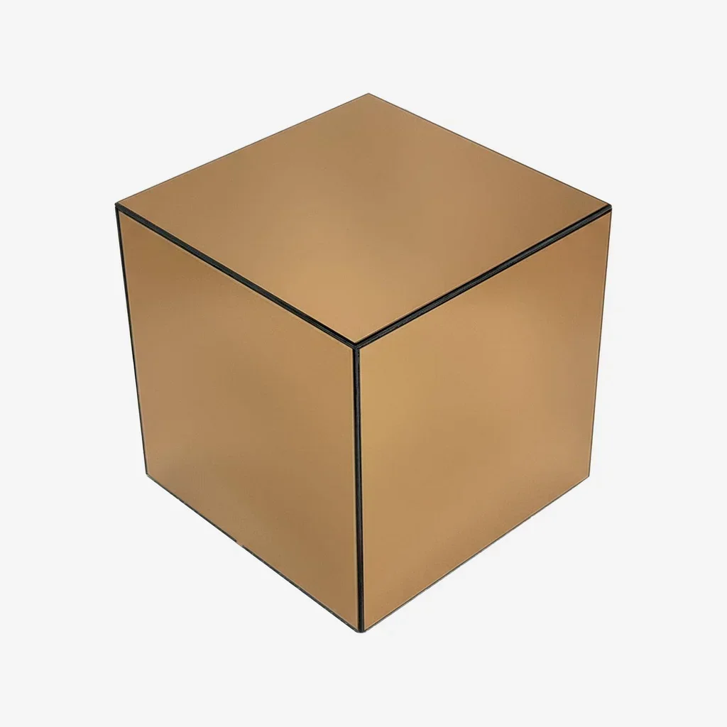Table d'appoint cube miroir 35cm bout canapé design Mirage