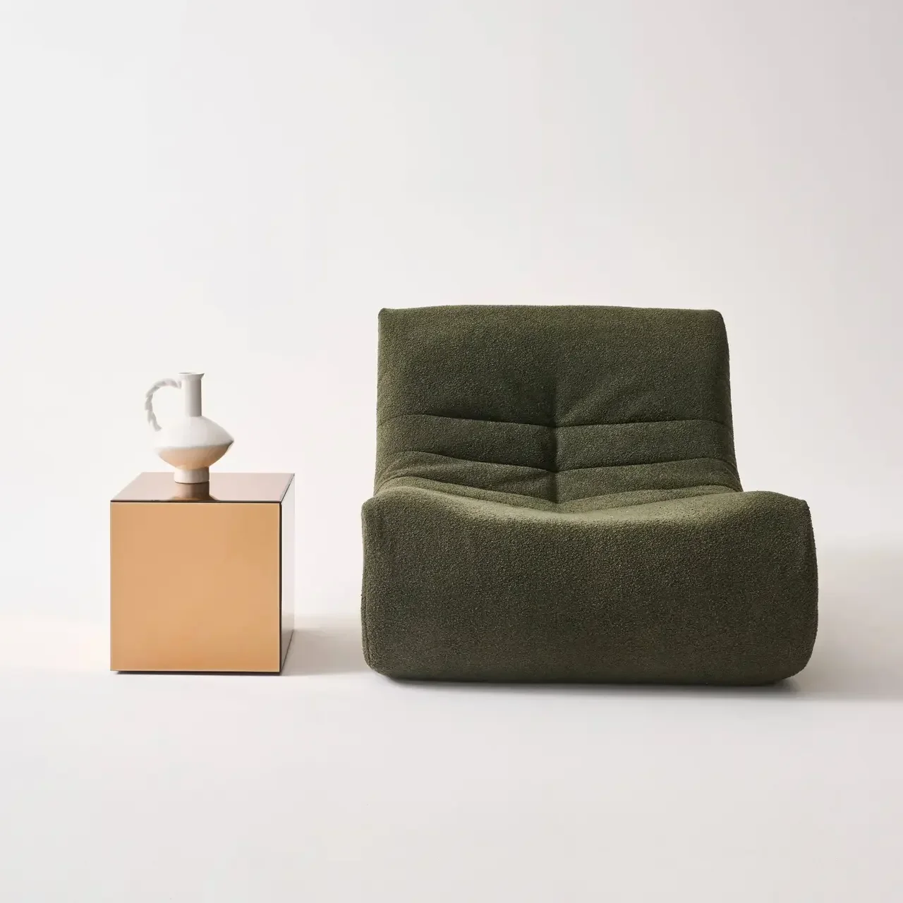 Table d'appoint cube miroir 35cm bout canapé design Mirage