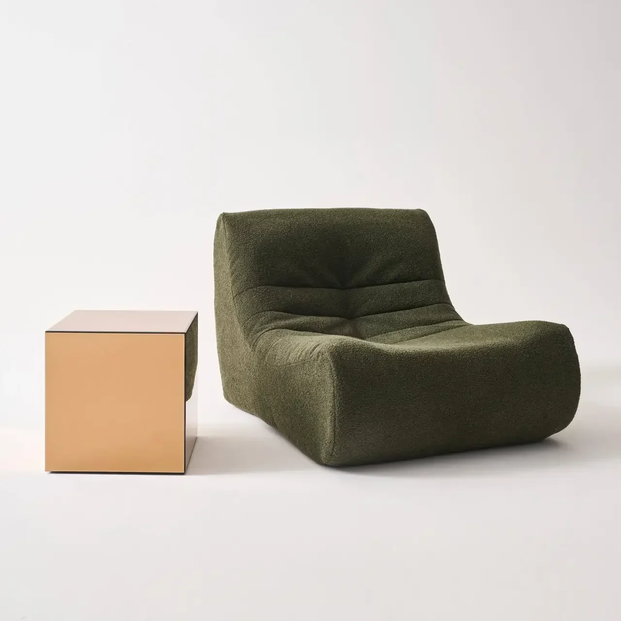 Table d'appoint cube miroir 40 cm - bout de canapé design réfléchissant