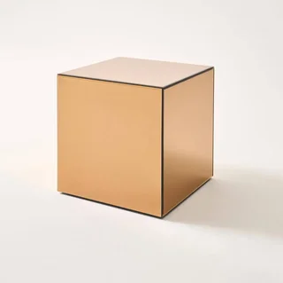 Mesa lateral cubo espelho 40 cm - mesa de apoio design refletivo