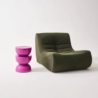 Table d'appoint Coumba violet brillant design effet verre métal Ø32 cm