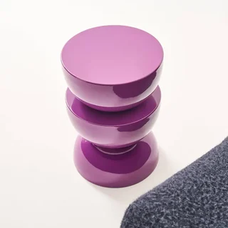 Table d'appoint Coumba violet brillant effet verre Ø32 cm design moderne