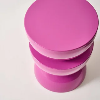 Table d'appoint Coumba violet brillant design effet verre métal Ø32 cm