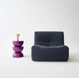 Table d'appoint Coumba violet brillant effet verre Ø32 cm design moderne