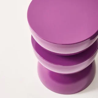 Table d'appoint Coumba violet brillant effet verre Ø32 cm design moderne