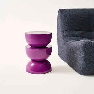 Table d'appoint Coumba violet brillant effet verre Ø32 cm design moderne