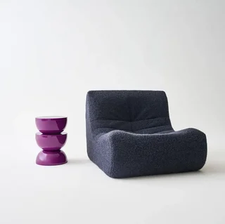 Table d'appoint Coumba violet brillant effet verre Ø32 cm design moderne