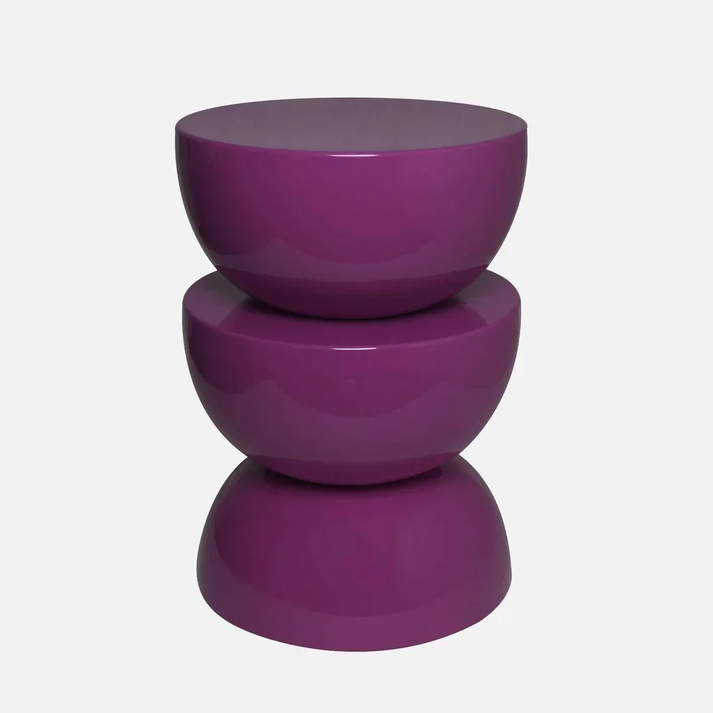 Table d'appoint Coumba violet brillant effet verre Ø32 cm design moderne
