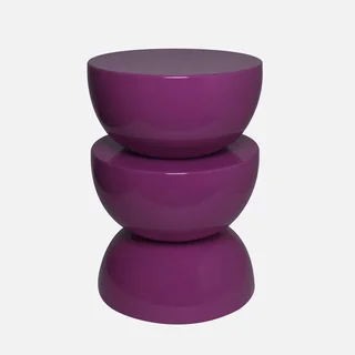 Table d'appoint Coumba violet brillant effet verre Ø32 cm design moderne