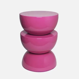 Table d'appoint Coumba violet brillant design effet verre métal Ø32 cm