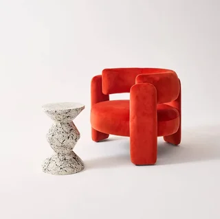 Table d'appoint mouchetée Ø33cm acier émaillé H47cm design Zina