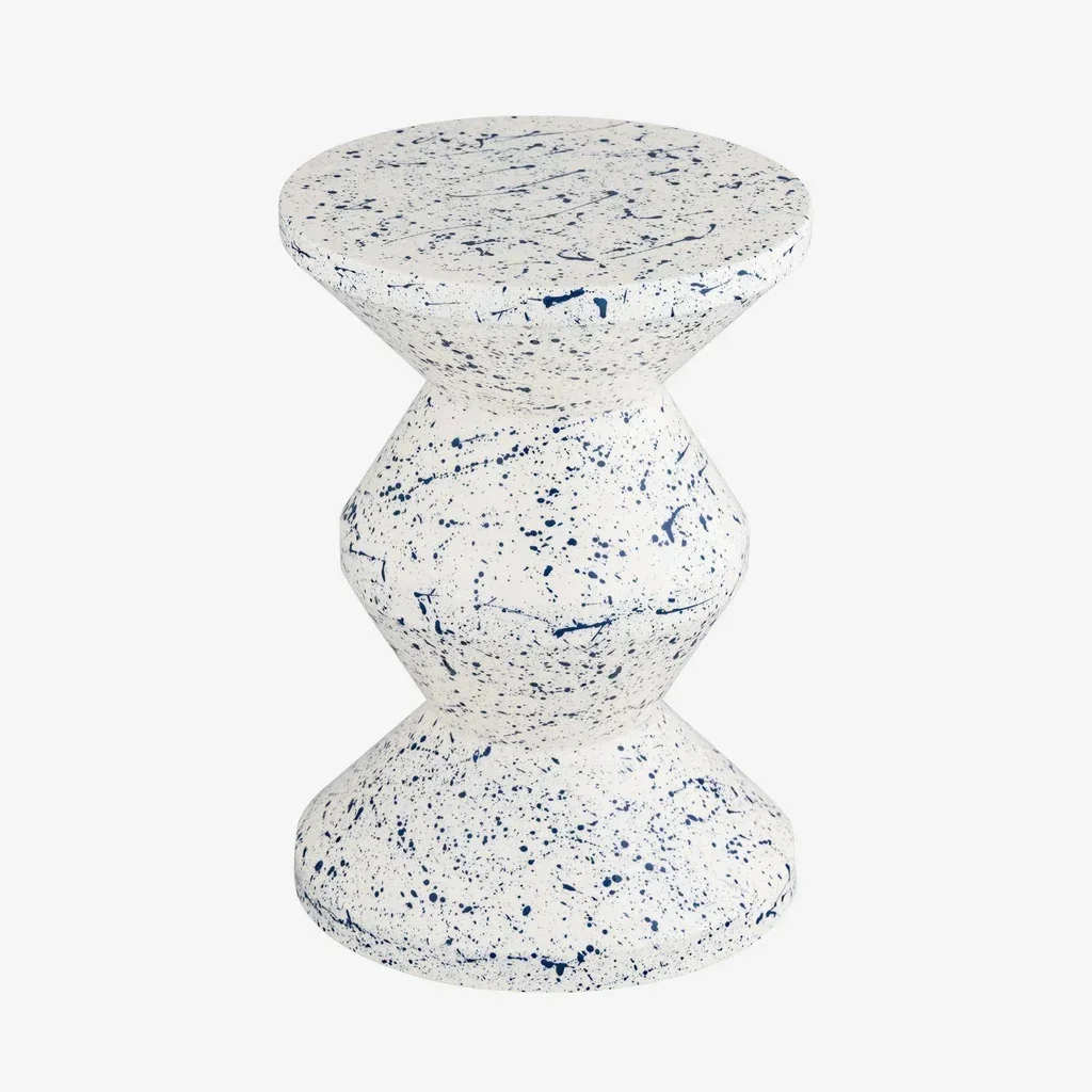 Table d'appoint mouchetée Zina Ø33cm acier émaillé H47cm design