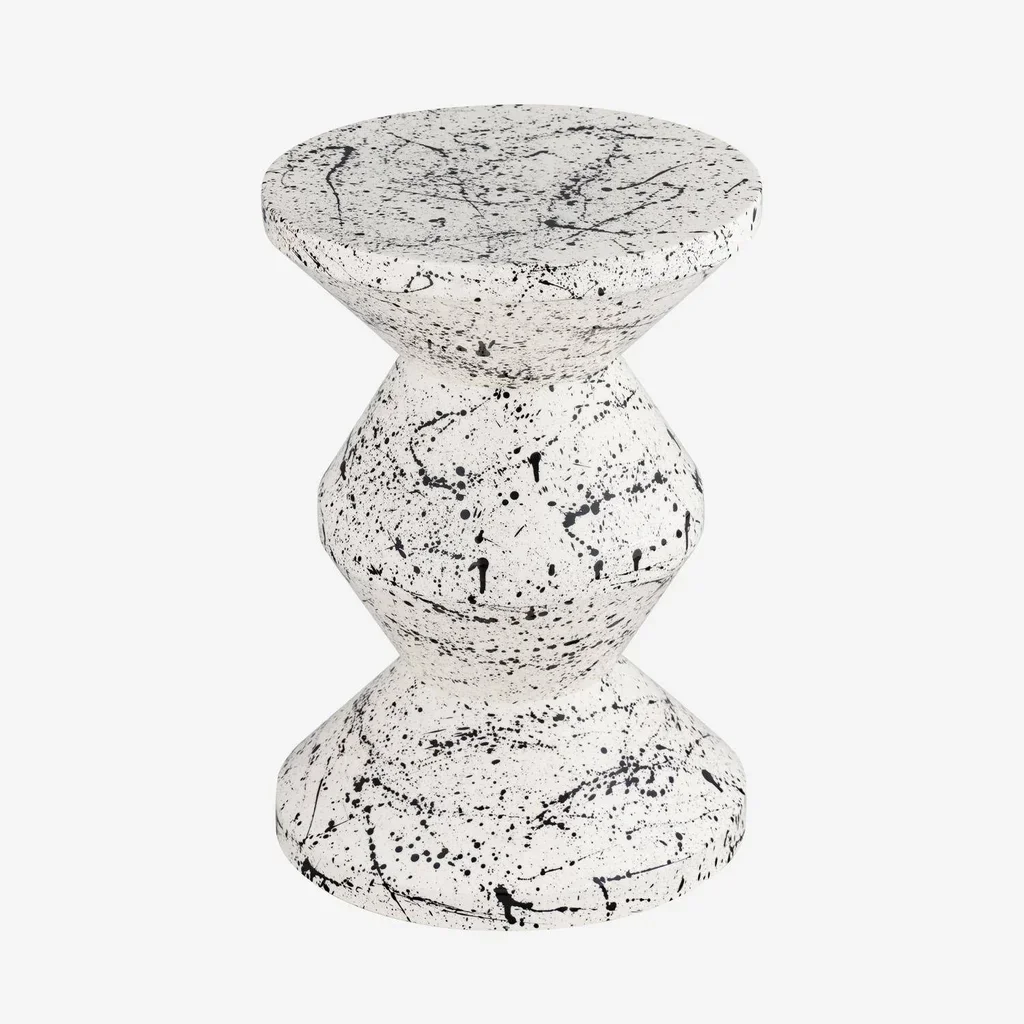 Table d'appoint mouchetée Ø33cm acier émaillé H47cm design Zina