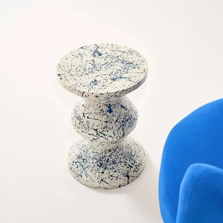 Table d'appoint mouchetée Zina Ø33cm acier émaillé H47cm design