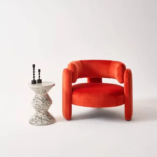 Table d'appoint mouchetée Ø33cm acier émaillé H47cm design Zina