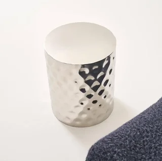 Table d'appoint ronde chromée Mira Ø33 cm design pop et miroir