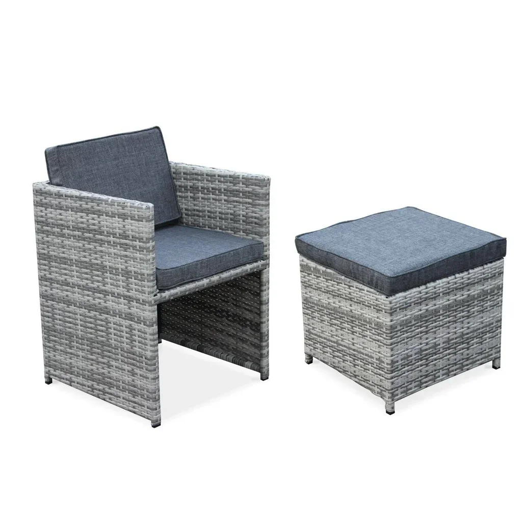 12-Seater Garden Table Steel Wicker Resin with Protective Cover Vasto