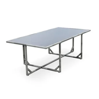 12-Seater Garden Table Steel Wicker Resin with Protective Cover Vasto