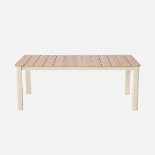 Table de jardin aluminium 8 personnes beige plateau bois Edera
