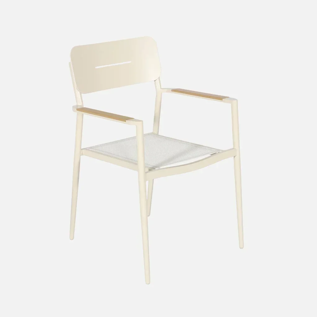 Table de jardin aluminium 8 places Elina beige plateau bois