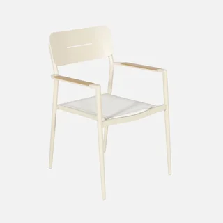 Table de jardin aluminium 8 places Elina beige plateau bois