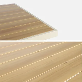 Table de jardin aluminium 8 places Elina beige plateau bois