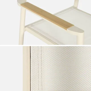 Table de jardin aluminium 8 places Elina beige plateau bois