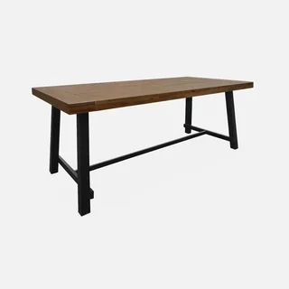 Table jardin bois acacia métal 6-8 places intérieur extérieur