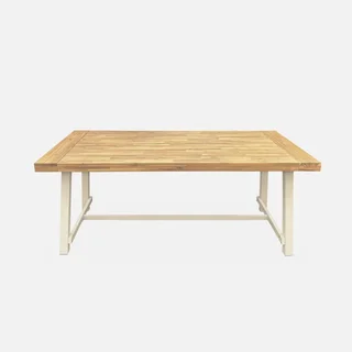 Table de jardin bois acacia et métal 6-8 personnes intérieur extérieur