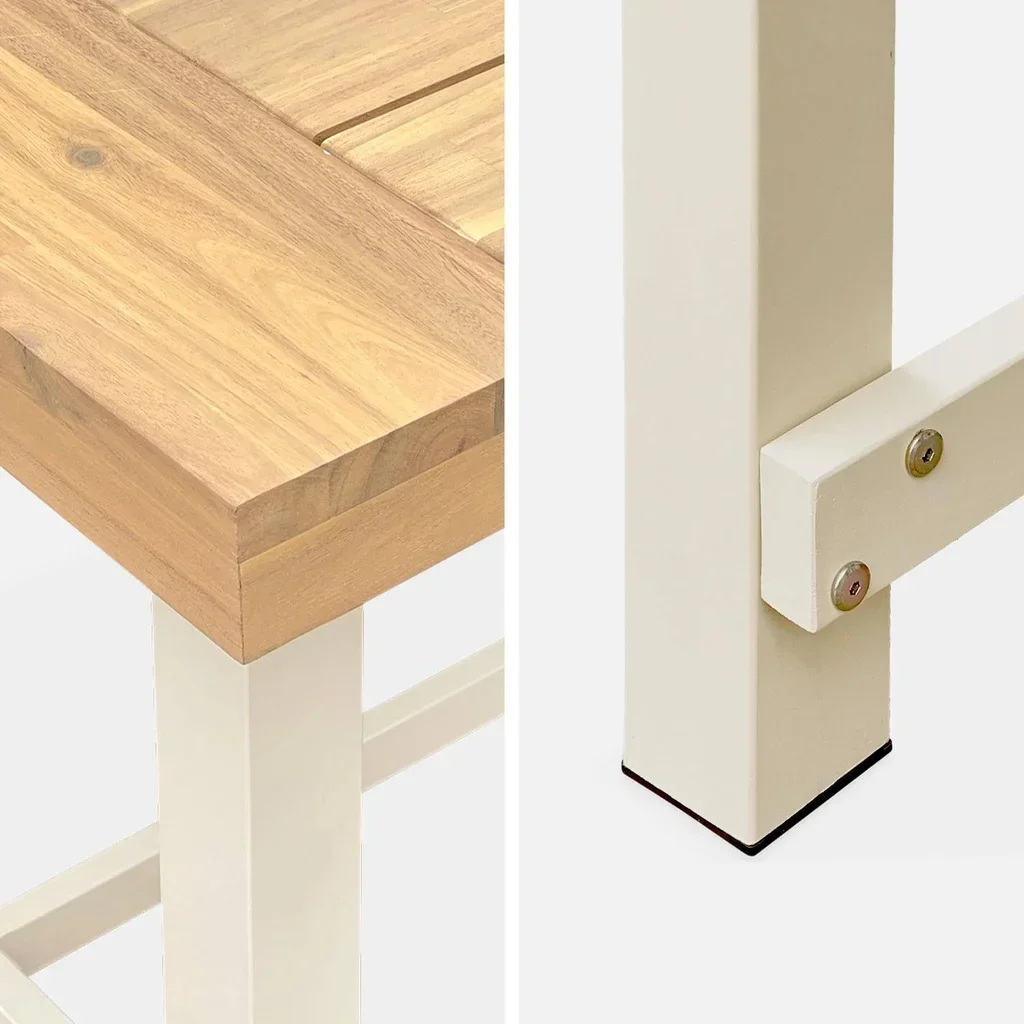 Table de jardin bois acacia et métal 6-8 personnes intérieur extérieur