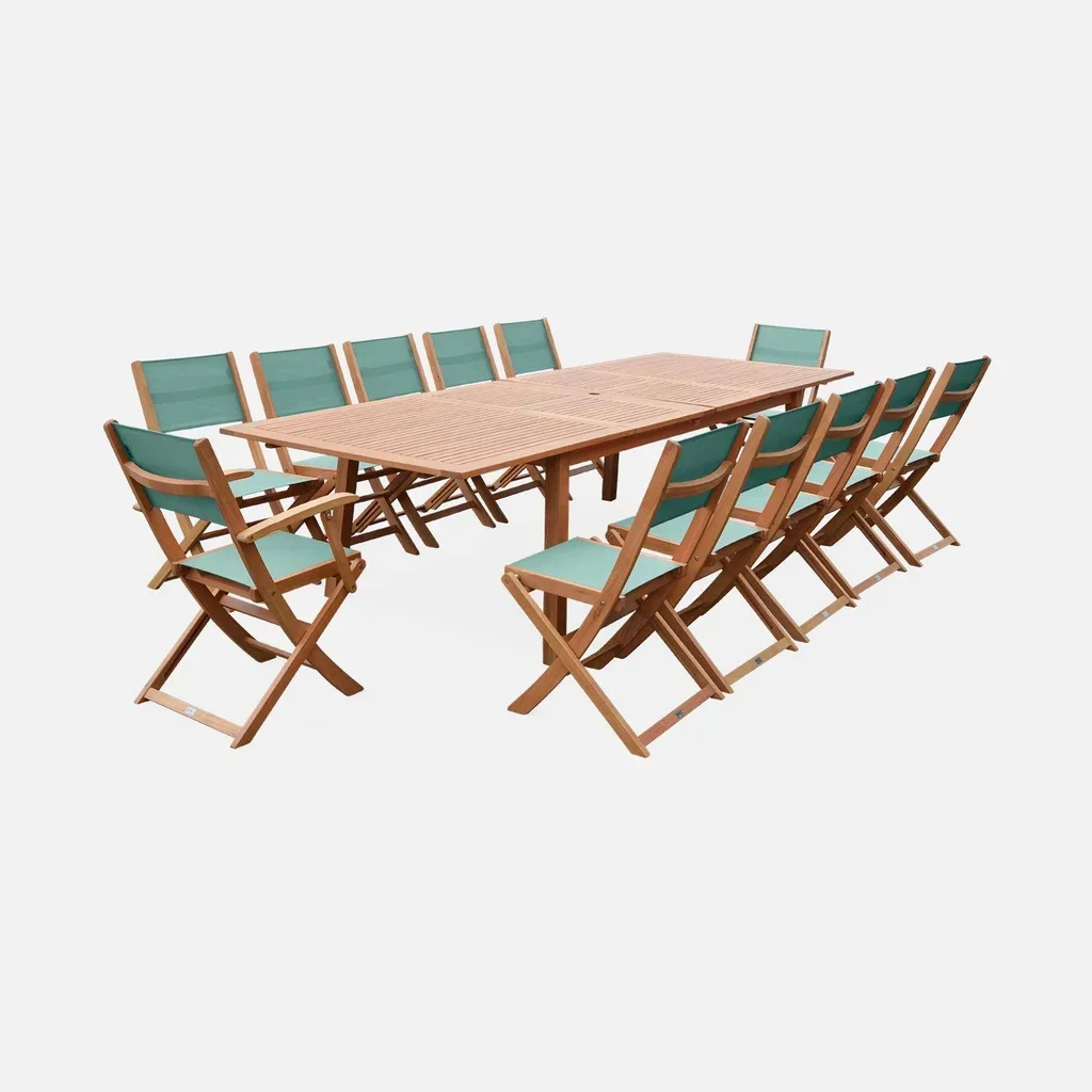 Table de jardin extensible 12 personnes bois eucalyptus FSC Almeria