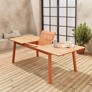 Mesa de Jardim Extensível Almeria 8-10 Lugares Madeira de Eucalipto FSC com Extensão Borboleta
