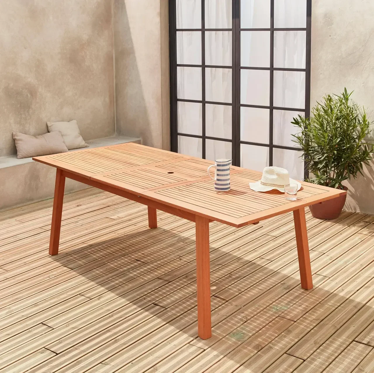 Mesa de Jardim Extensível Almeria 8-10 Lugares Madeira de Eucalipto FSC com Extensão Borboleta