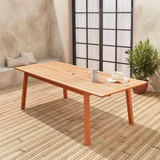 Mesa de Jardim Extensível Almeria 8-10 Lugares Madeira de Eucalipto FSC com Extensão Borboleta
