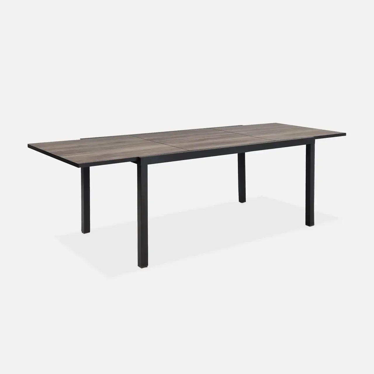 Table de jardin extensible 8 personnes aluminium effet bois foncé Nashville 160-240 cm