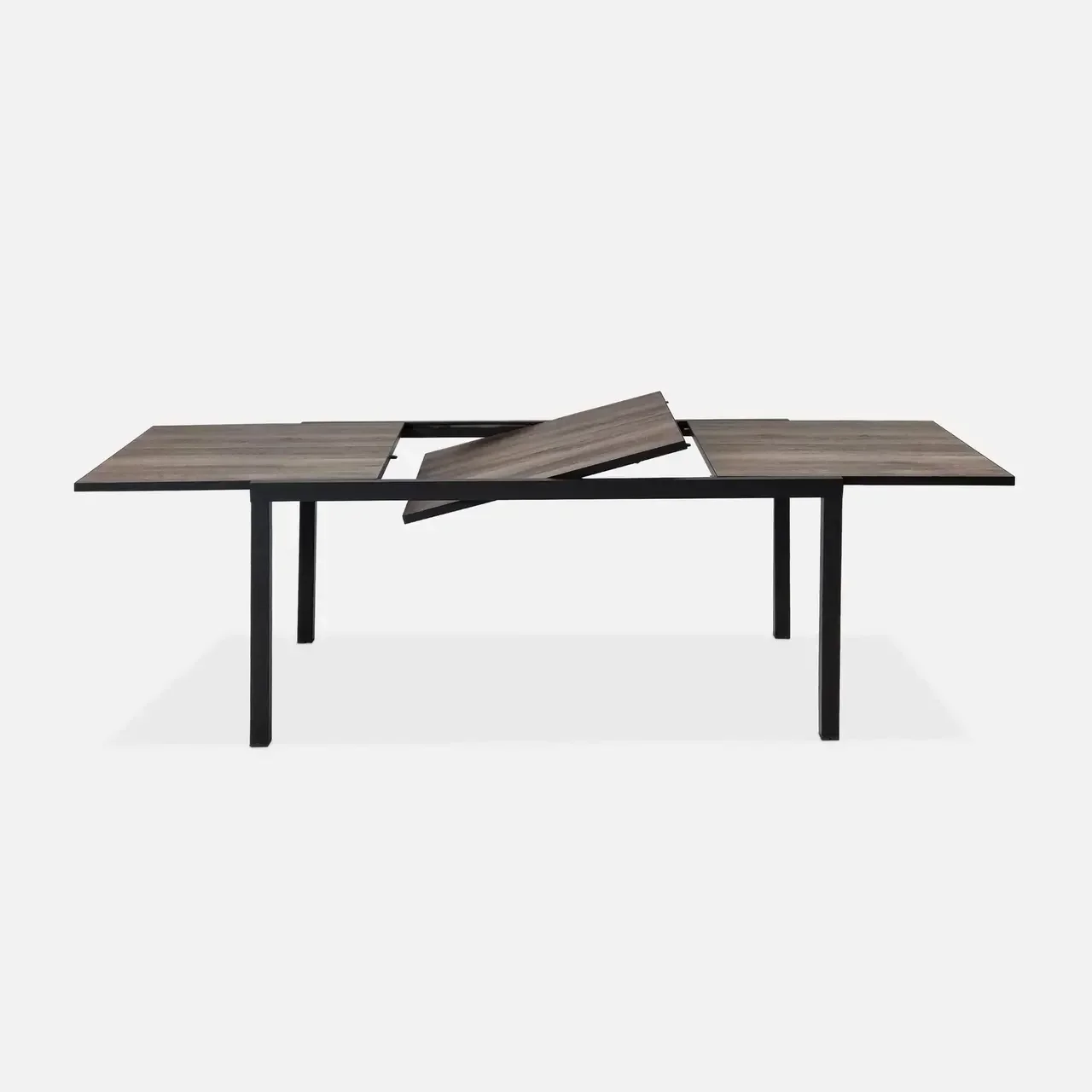 Table de jardin extensible 8 personnes aluminium effet bois foncé Nashville 160-240 cm