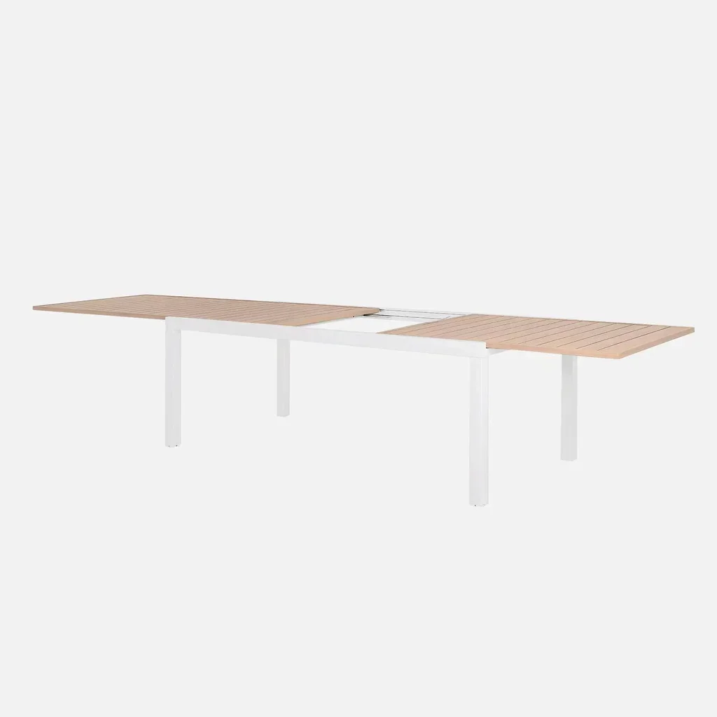 Table de jardin extensible aluminium blanc 10-12 personnes Elora