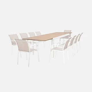 Table de jardin extensible aluminium blanc 10-12 personnes Elora