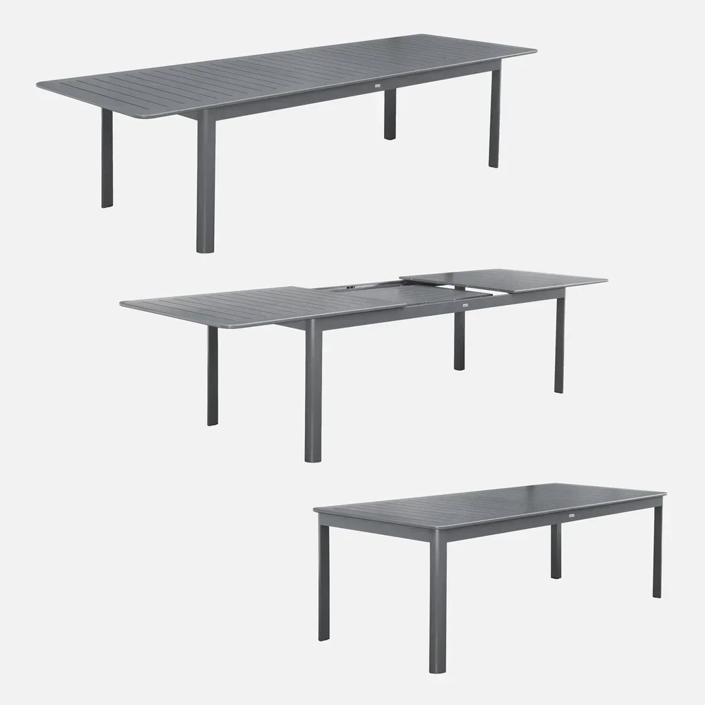 Table de jardin extensible aluminium 10 personnes Seattle anthracite rallonge