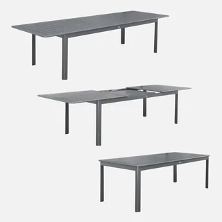 Table de jardin extensible aluminium 10 personnes Seattle anthracite rallonge