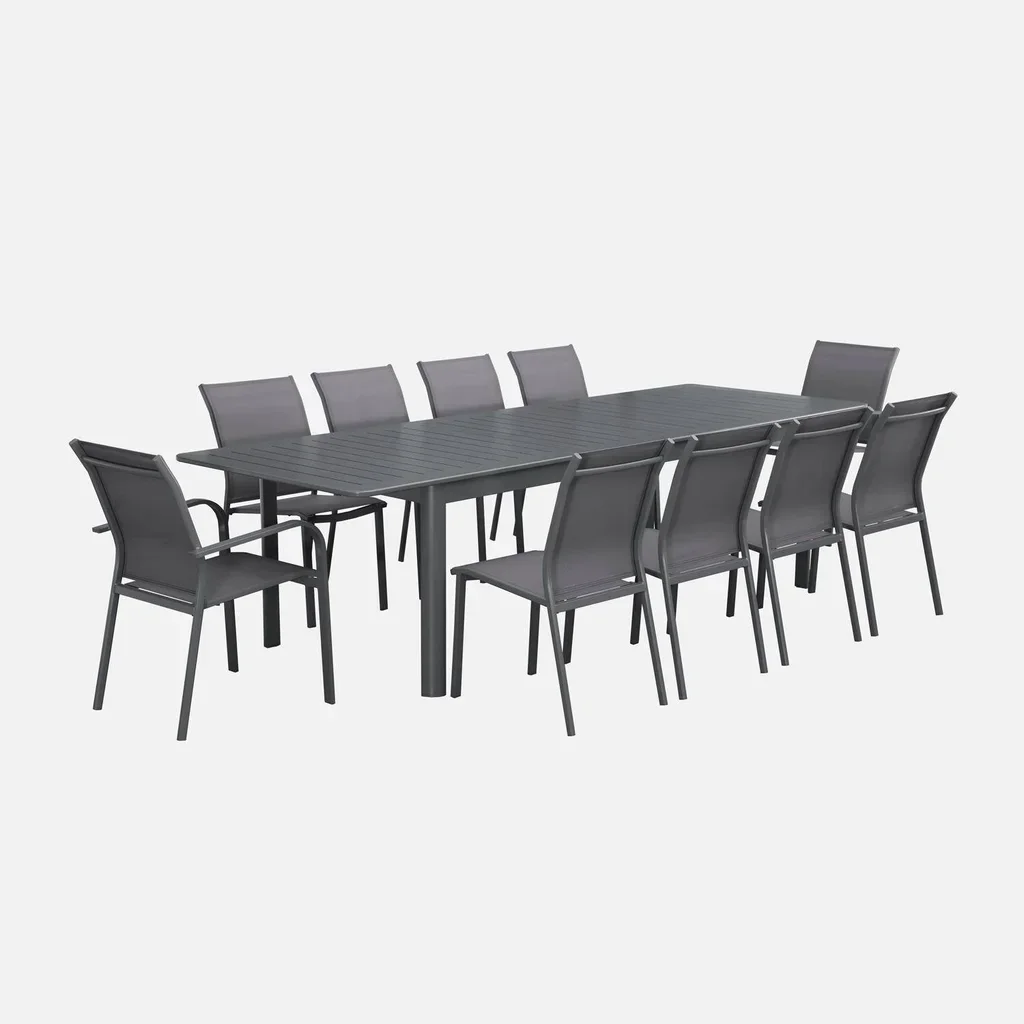 Table de jardin extensible aluminium 10 personnes Seattle anthracite rallonge